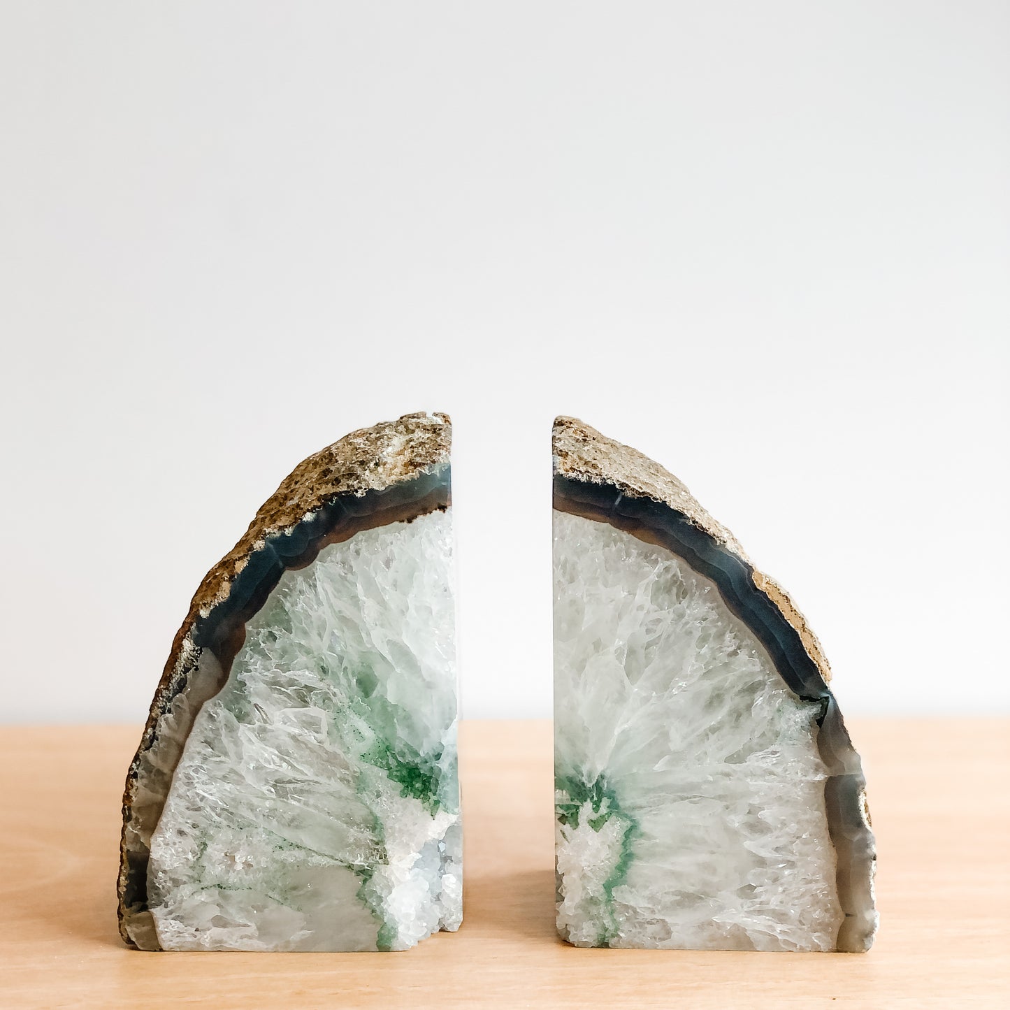 GREEN AGATE BOOKENDS