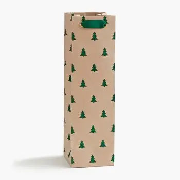 GREEN GLITTER TREE WINE BAG