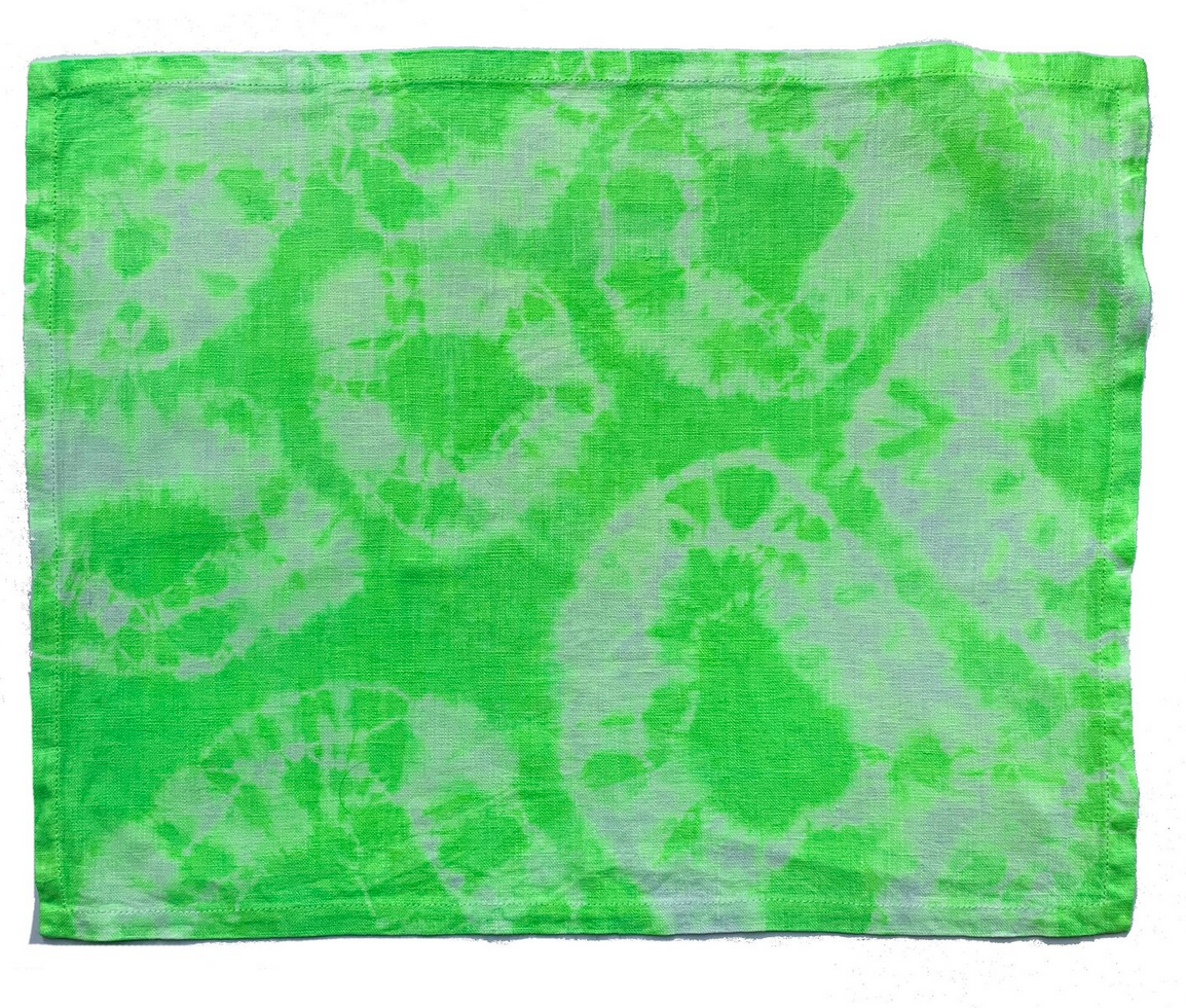 HAND TIE DYED PLACEMAT NEON GREEN
