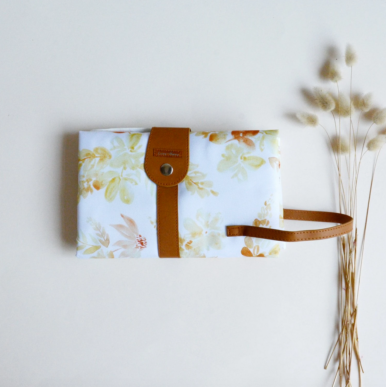 MUSTARD FLORAL TRAVEL BABY CHANGE MAT