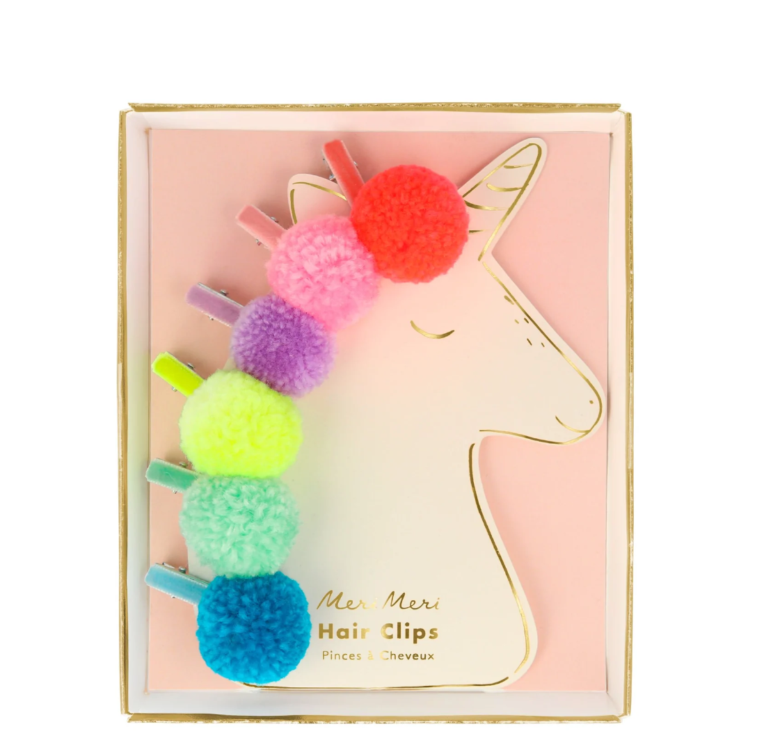POM POM UNICORN HAIR CLIPS - MERI MERI
