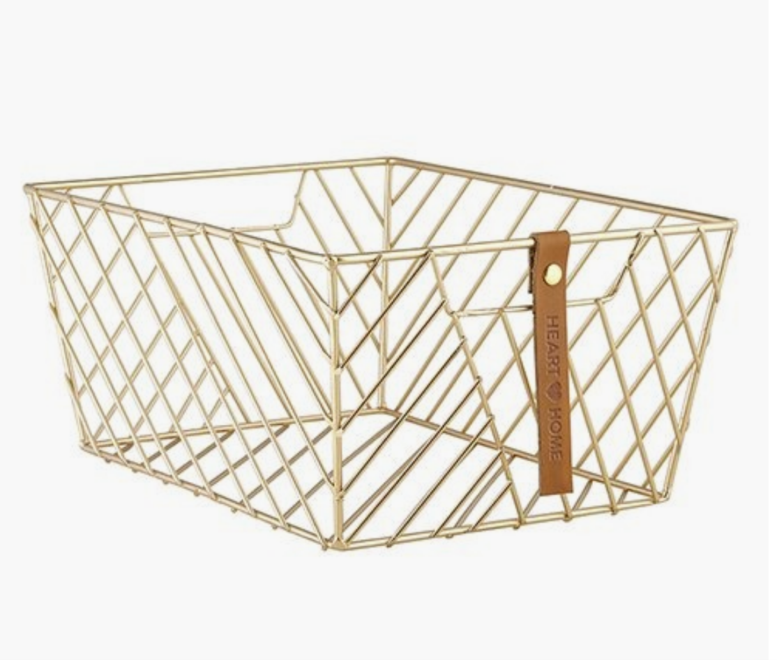 RECTANGULAR WIRE BASKET - GOLD