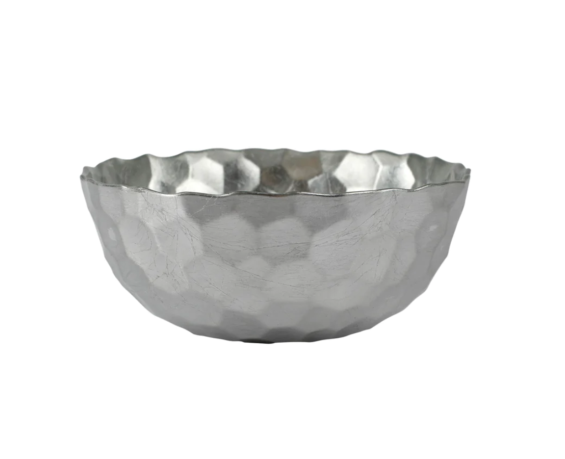 RUFOLO GLASS SILVER HONEYCOMB MEDIUM BOWL 
