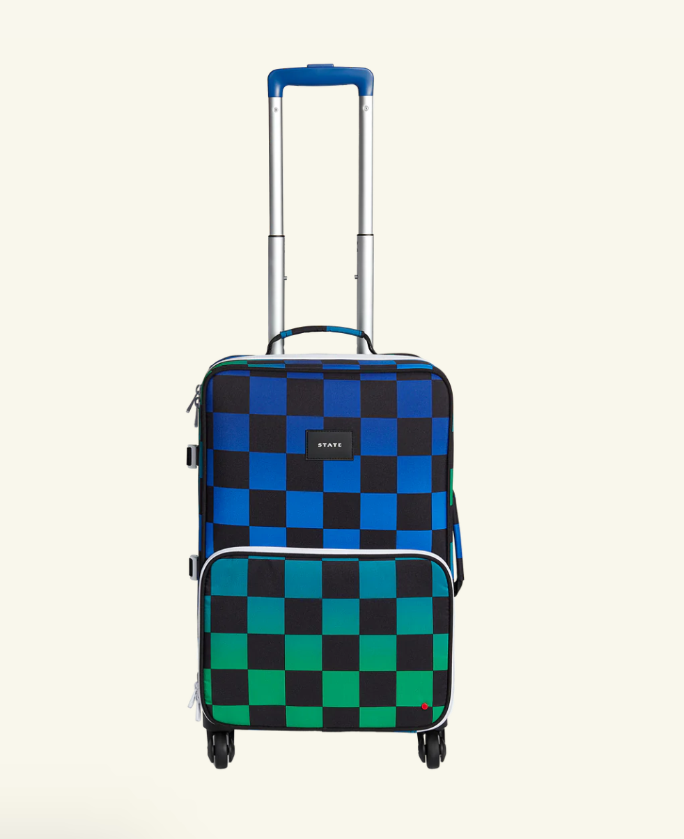 STATE LOGAN SUITCASE - BLUE CHECKERBOARD