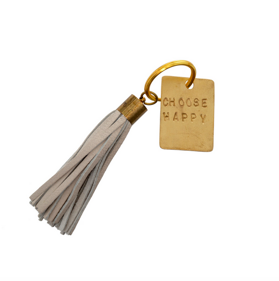 LEATHER KEYCHAIN WITH INSPIRATIONAL MESSAGE
