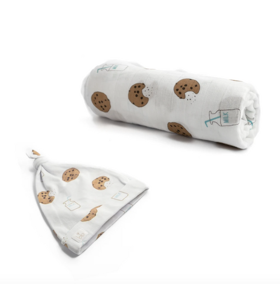 BAMBOO MUSLIN SWADDLE AND TOPNOT HAT
