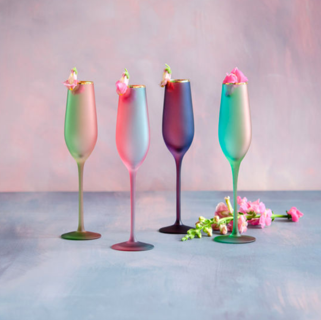 FROSTED RAINBOW CHAMPAGNE FLUTE