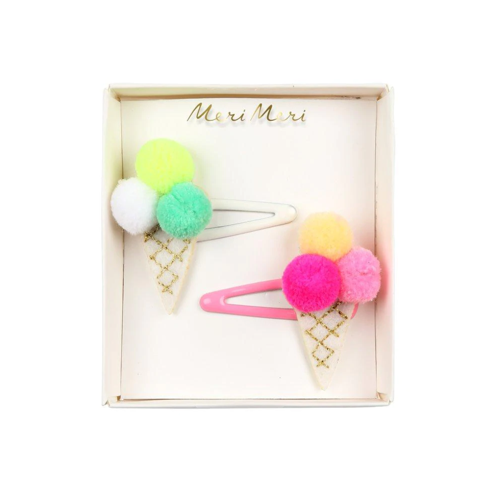 Load image into Gallery viewer, POMPOM ICEA CREAM HAIR CLIPS
