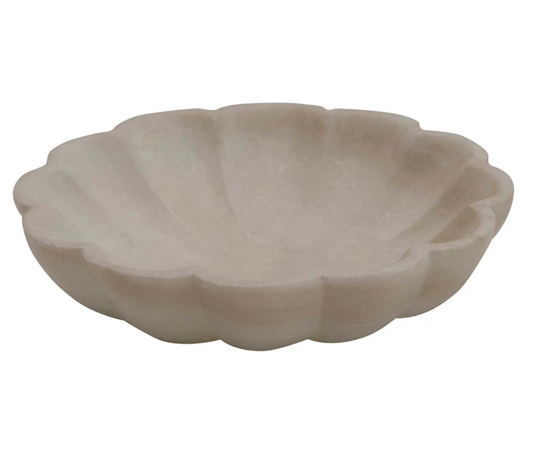 CARVED MARBLE FLOWER DISH