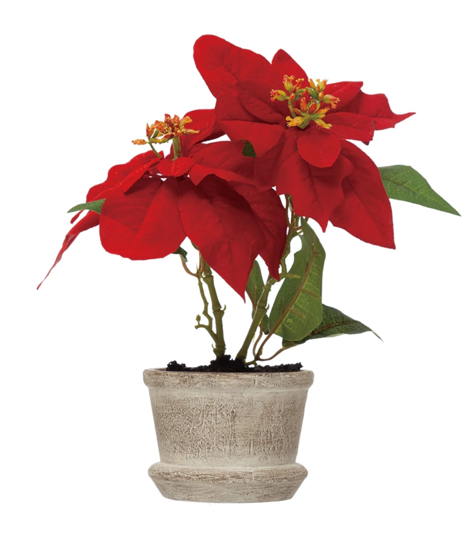 FAUX POINSETTIA IN POT