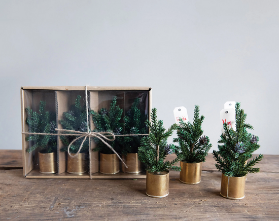 FAUX PINE TREE PLACE CARD HOLDERS