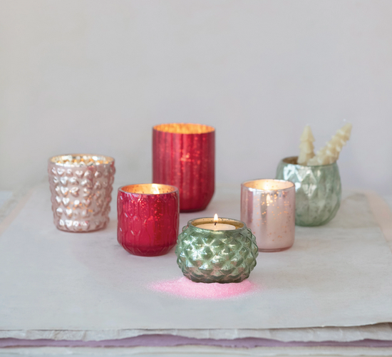 Load image into Gallery viewer, HOLIDAY MERCURY GLASS TEALIGHT HOLDERS
