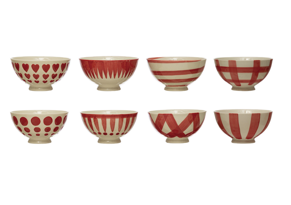 Load image into Gallery viewer, RED &amp;amp; WHITE STONEWARE BOWL
