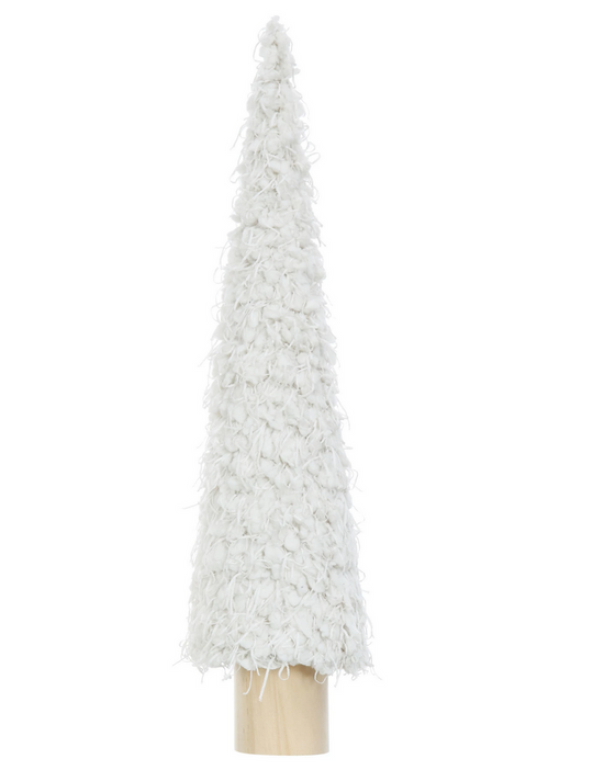 FABRIC CONE TREE WITH WOOD BASE - LARGE