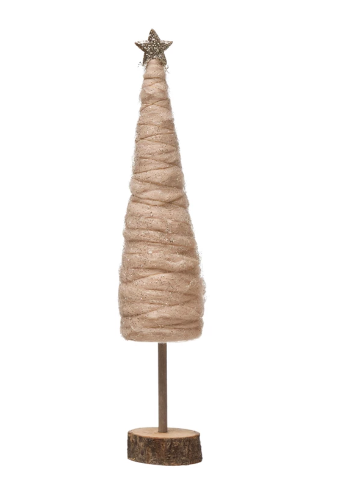 WRAPPED WOOL CONE TREE - LARGE