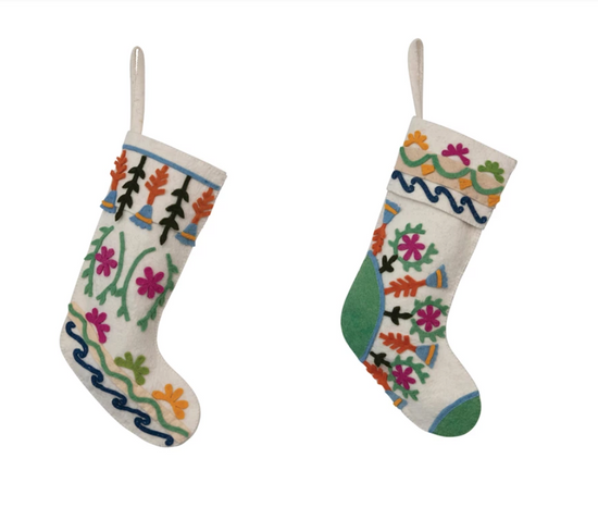 WOOL FELT STOCKING WITH APPLIQUE