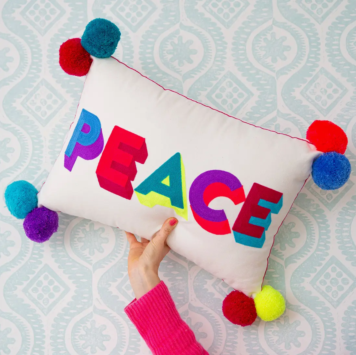 Load image into Gallery viewer, MULTI-COLORED PEACE CUSHION
