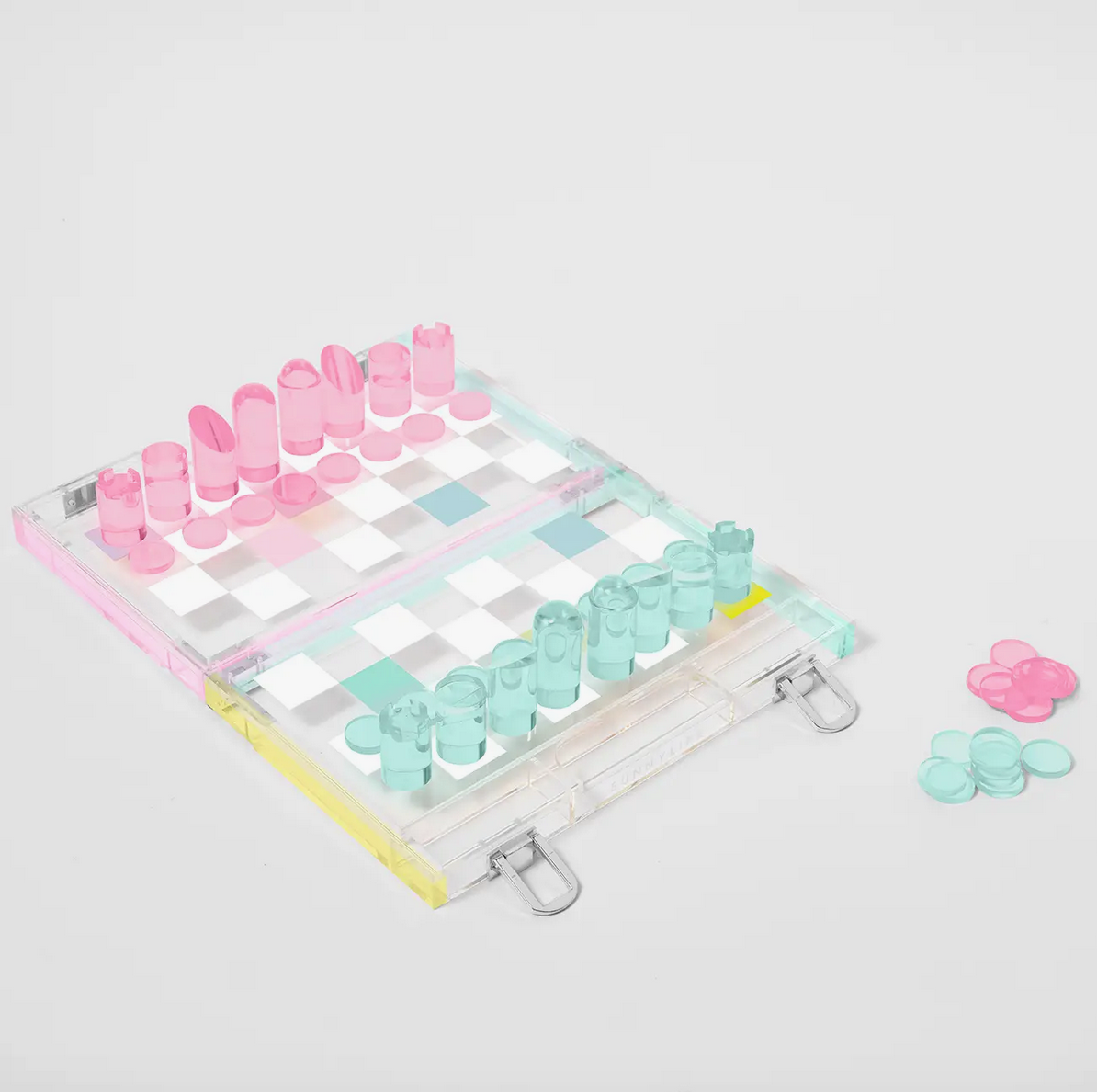 Load image into Gallery viewer, MINI LUCITE CHESS AND CHECKERS - AURORA
