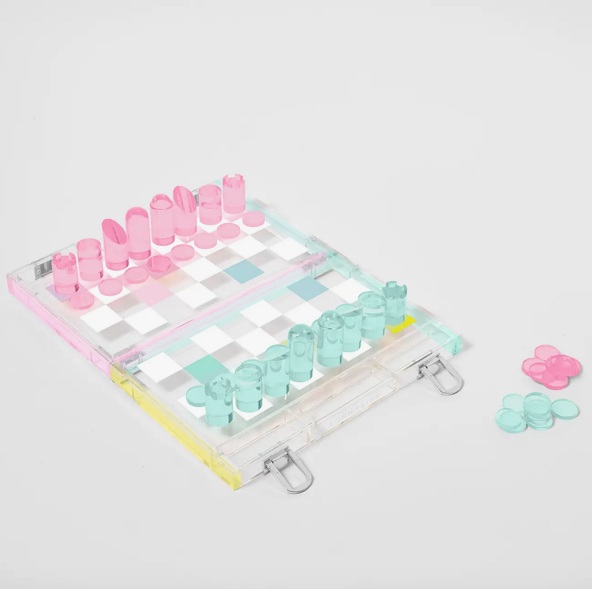 MINI LUCITE CHESS AND CHECKERS - AURORA