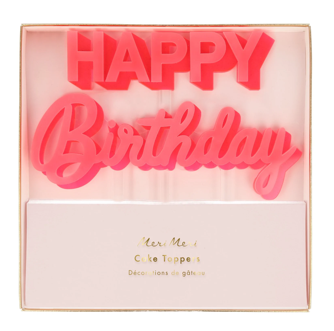 Load image into Gallery viewer, PINK HAPPY BIRTHDAY ACRYLIC CAKE TOPPER
