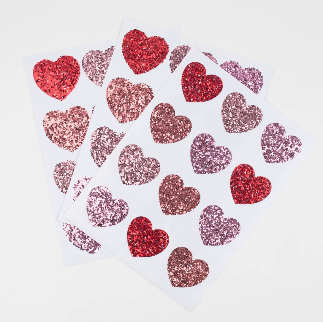 GLITTER HEART STICKERS – breathe at home