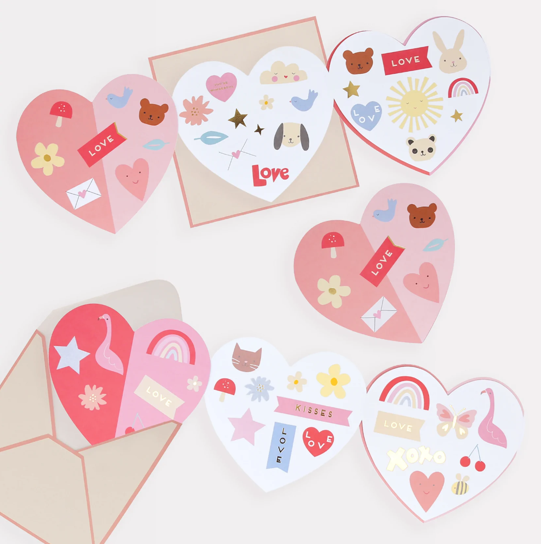 Load image into Gallery viewer, HEART VALENTINES DAY CARDS &amp;amp; STICKERS
