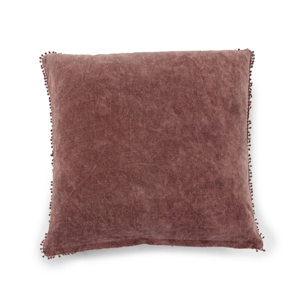 Load image into Gallery viewer, VELVET PILLOW WITH POM POM TRIM
