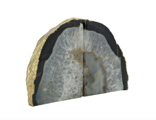 GOLD EDGED AGATE BOOKENDS